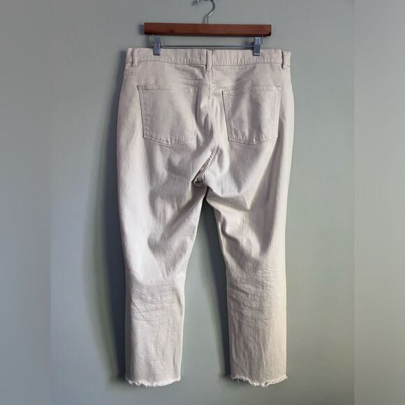 DL 1961 Vintage Off White Patti Straight Raw Hem Jeans Size 33 - Picture 6 of 12